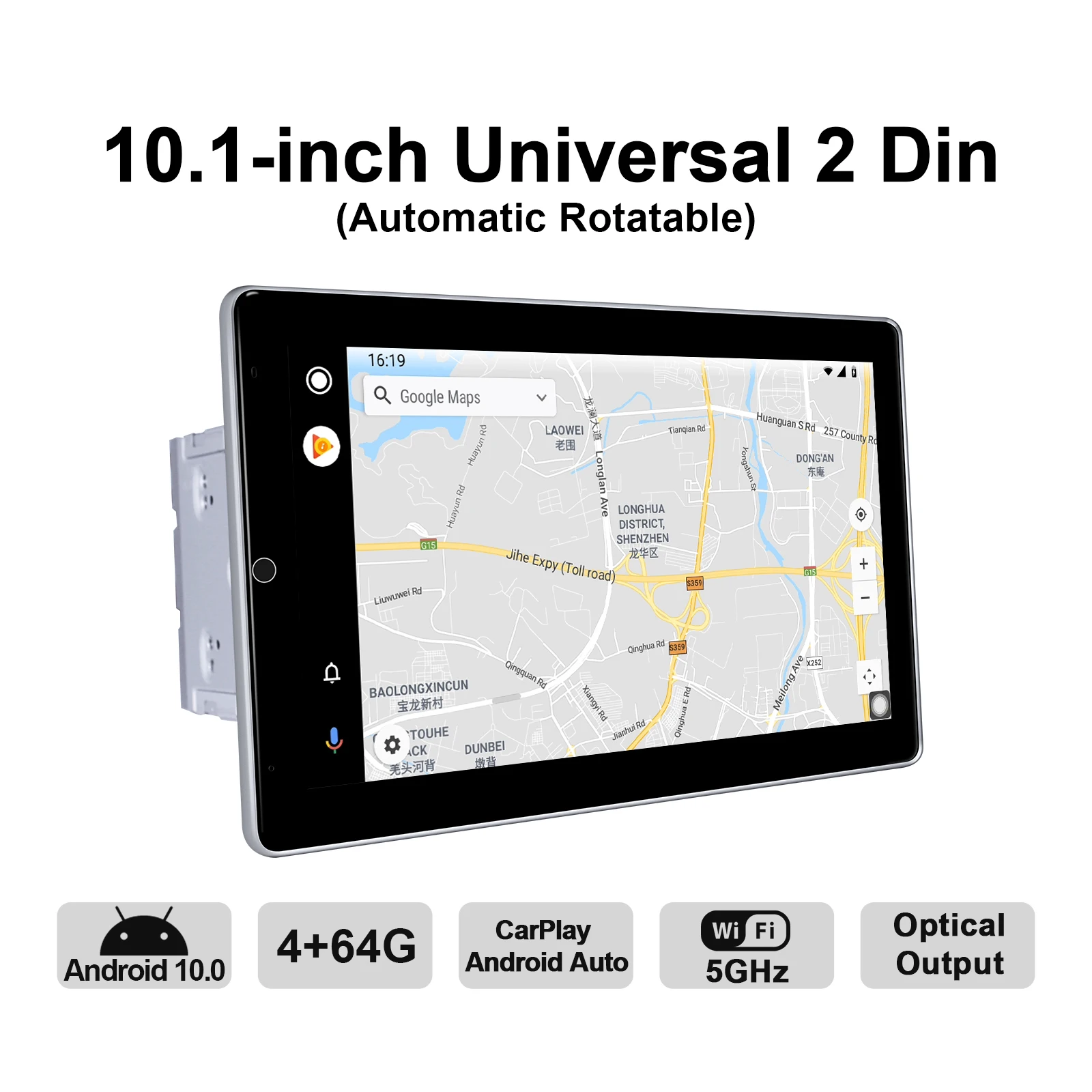 구매 안드로이드 10.0 자동차 라디오 플레이어 헤드 유닛 10.1 인치 4GB RAM 및 64GB RAOM 멀티미디어 플레이어 지원 무선 카플레이, 안드로이드 자동 BT