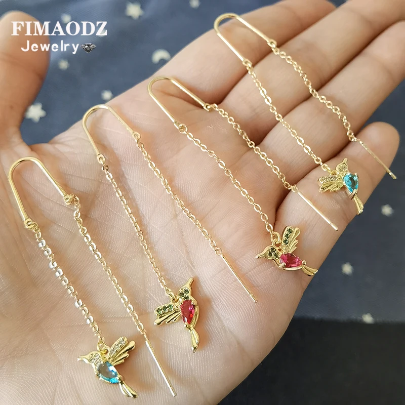 FIMAODZ серьги в виде птиц для женщин 2020 винтажные красные синие розовые зеленые