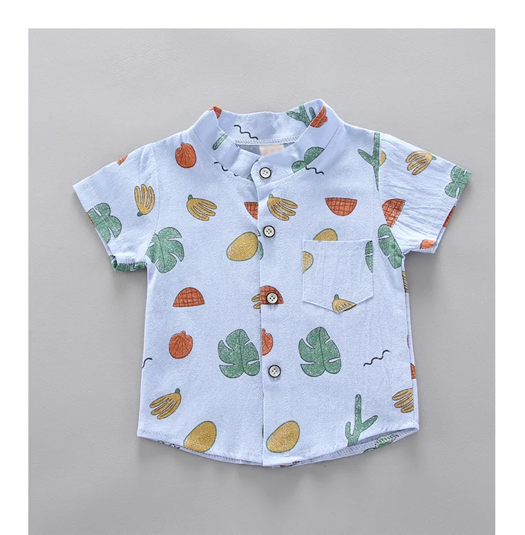 

Hot Sale Boys Short Sleeve Single Breasted Shirt Suit Summer Fashion 1-4 Years Old Baby Clothes Children Fruit Cactus Clothing