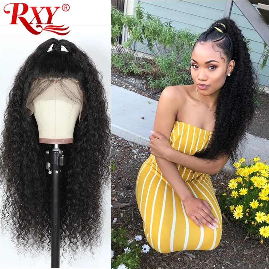 250 плотность кудрявые человеческие волосы RXY парик 13x4 на сетке спереди афро