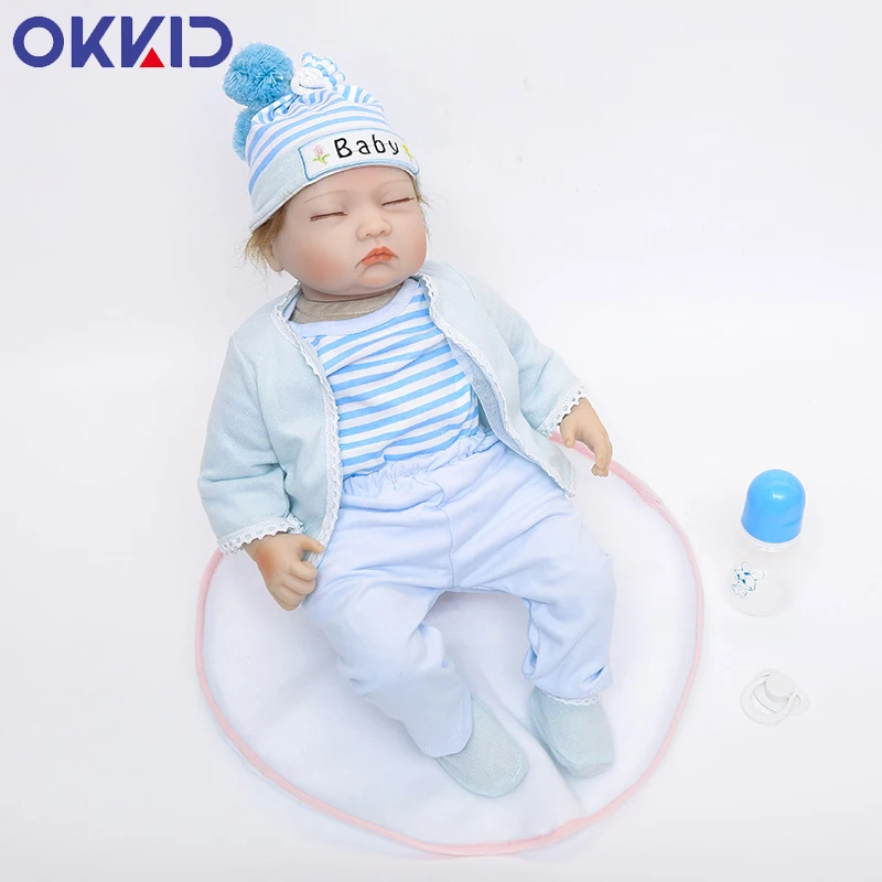 OKKID 24 дюйма 60 см Силиконовая Спящая кукла для новорожденных девочек Реалистичная
