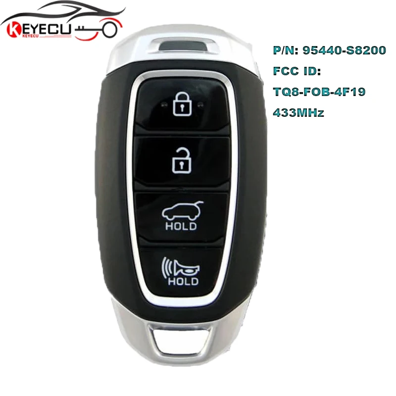

KEYECU 95440-S8200 FCC: Стандартный умный безключевой дистанционный ключ 433 МГц, 4-кнопочный брелок для Hyundai Palisade 2019 2020 2021