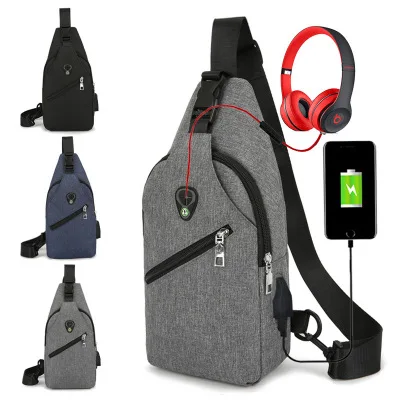 

Забавная сумка через плечо с USB-зарядкой для мужчин, уличные мужские нагрудные сумки, повседневная Водонепроницаемая Диагональная Сумка, му...