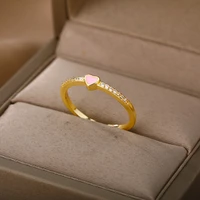 rxsmll pink love rings for women girls gold stainless steel adjustable open finger ring female wedding party gifts jewelry