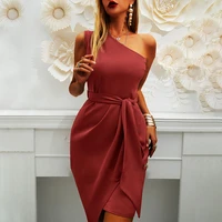cold shoulder sexy party womens dress evening sleeveless bandage dresses female 2021 autumn elegant lace up clothes ladies