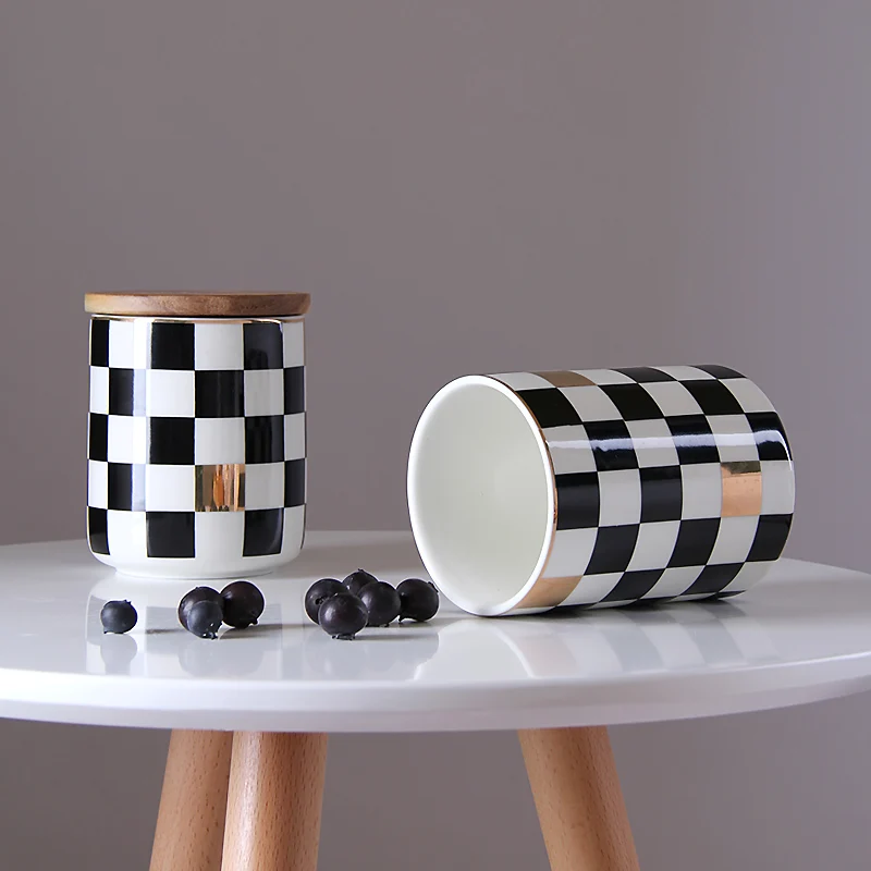 Геометрическая герметичная емкость керамическая банка для хранения украшения