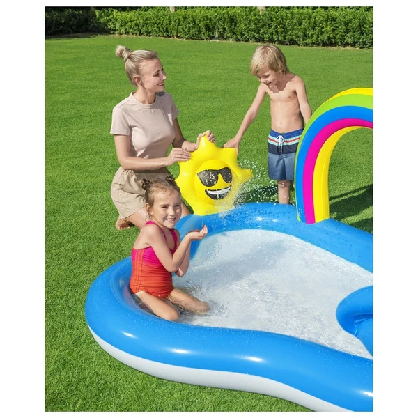 Детский бассейн BestWay Rainbow glitter 257x145x91cm 53092 BW для семьи Портативная отдельная карповая страна дом бассейны Плавательные портативные ванны.