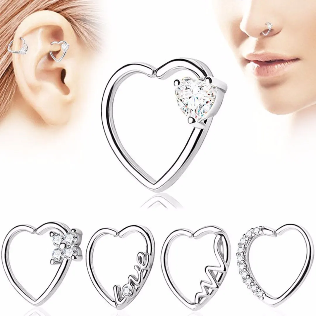 Винтажные циркониевые серьги кольца в форме сердца 2 шт. виде цветов звезд