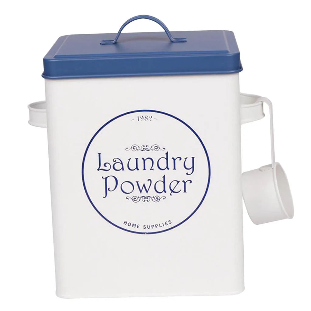 

Laundry Powder Detergent Container Tin Box Washing Powder Replacement Box 9 x 6 x 7 Inches, Storage up to 11lb/ 5kg