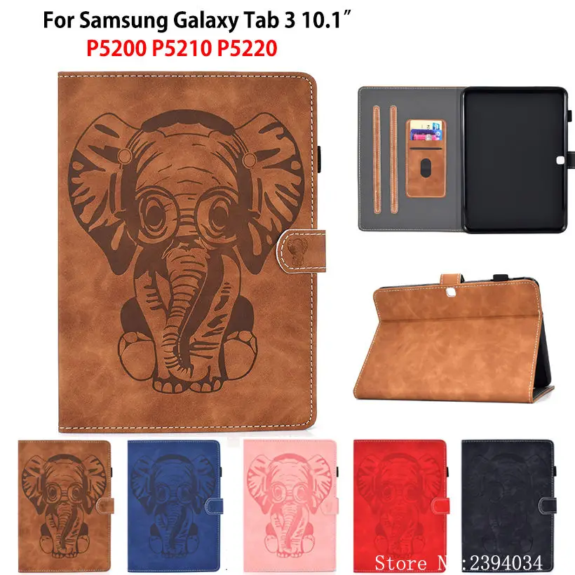 GT P5200 чехол для Samsung Galaxy Tab 3 10 1 P5220 P5210 из искусственной кожи с тиснением слона и