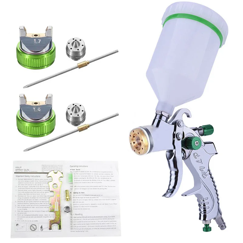 

HVLP 600ML 1.4/1.7mm Nozzle Gravity Pneumatic Air Paint Spray for Car Auto Repair Tool Painting Kit