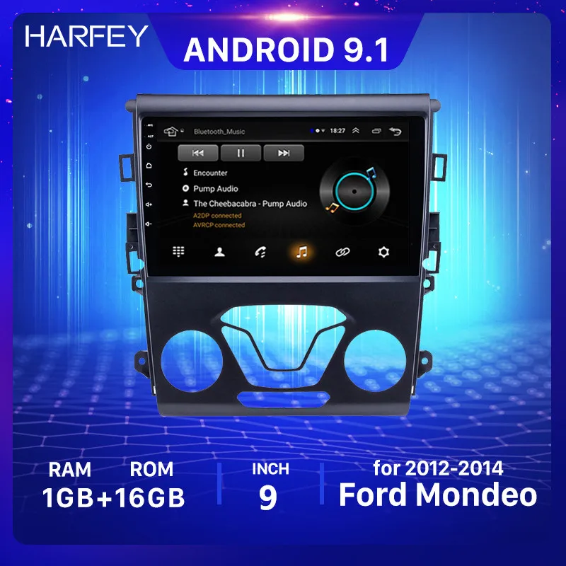 Harfey Android 9 1 дюймов Все в одном для Ford Mondeo 2012 2014 Aftermarket GPS навигация автомобильная