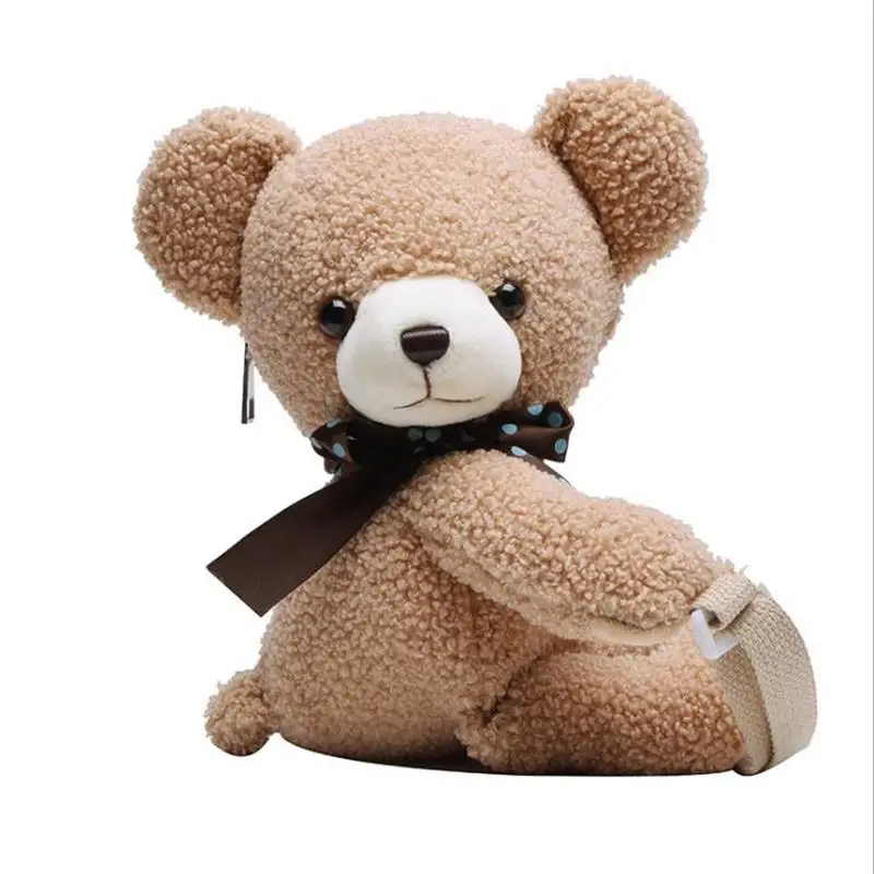 

Ugly cute Teddy Plush bag cartoon ins cute sidecar small bag personality doll boy student Single Shoulder Bag Girl