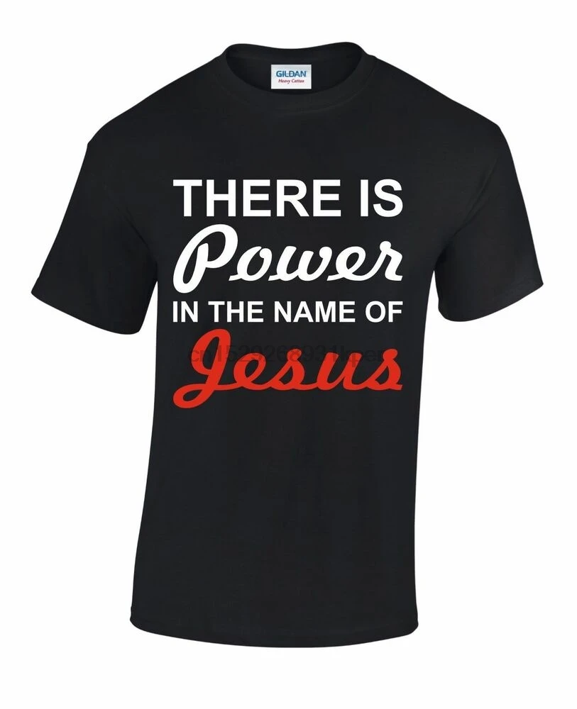 Христианские религиозные футболки. Мужские. Есть питание во имя Иисуса|Мужские