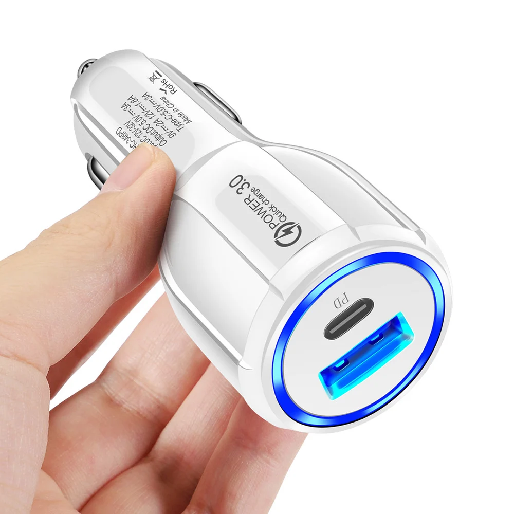 qc3 0 usb phone charger 3a car charger pd type c car fast charging power outlet adapter for xiaomi samsung for iphone13 12 11pro free global shipping