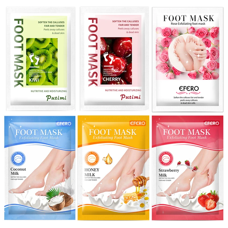 

6packs Foot Mask for Remove Dead Skin Calluses Exfoliating Cracked Heels Moisturizing Pedicure Socks Feet Peeling Mask for Legs