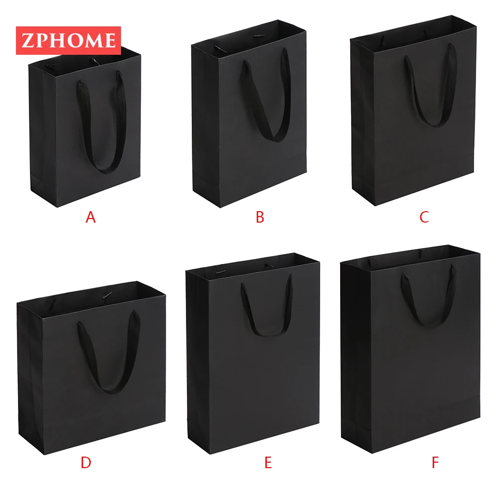1 шт крафт бумажный подарочный пакет с ручкой черный свадебный подарок на день