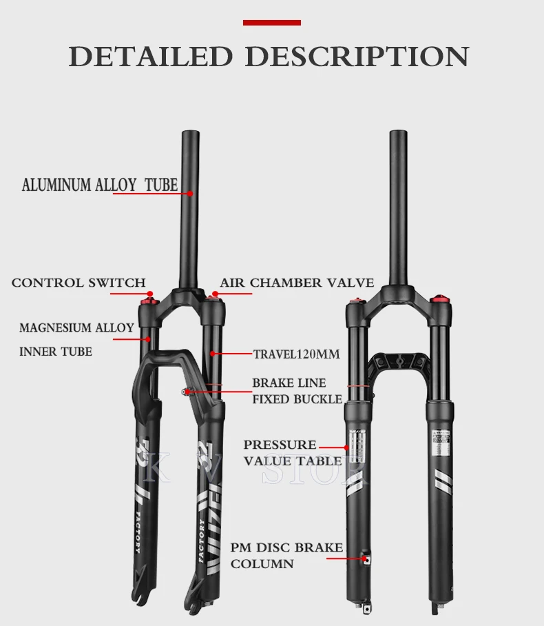 

Bicycle Fork 26 27.5 29er air Fork size Mountain MTB Bike Fork suspension Front Forks WUZEI PK Manitou/SR SUNTOUR Travel 120mm