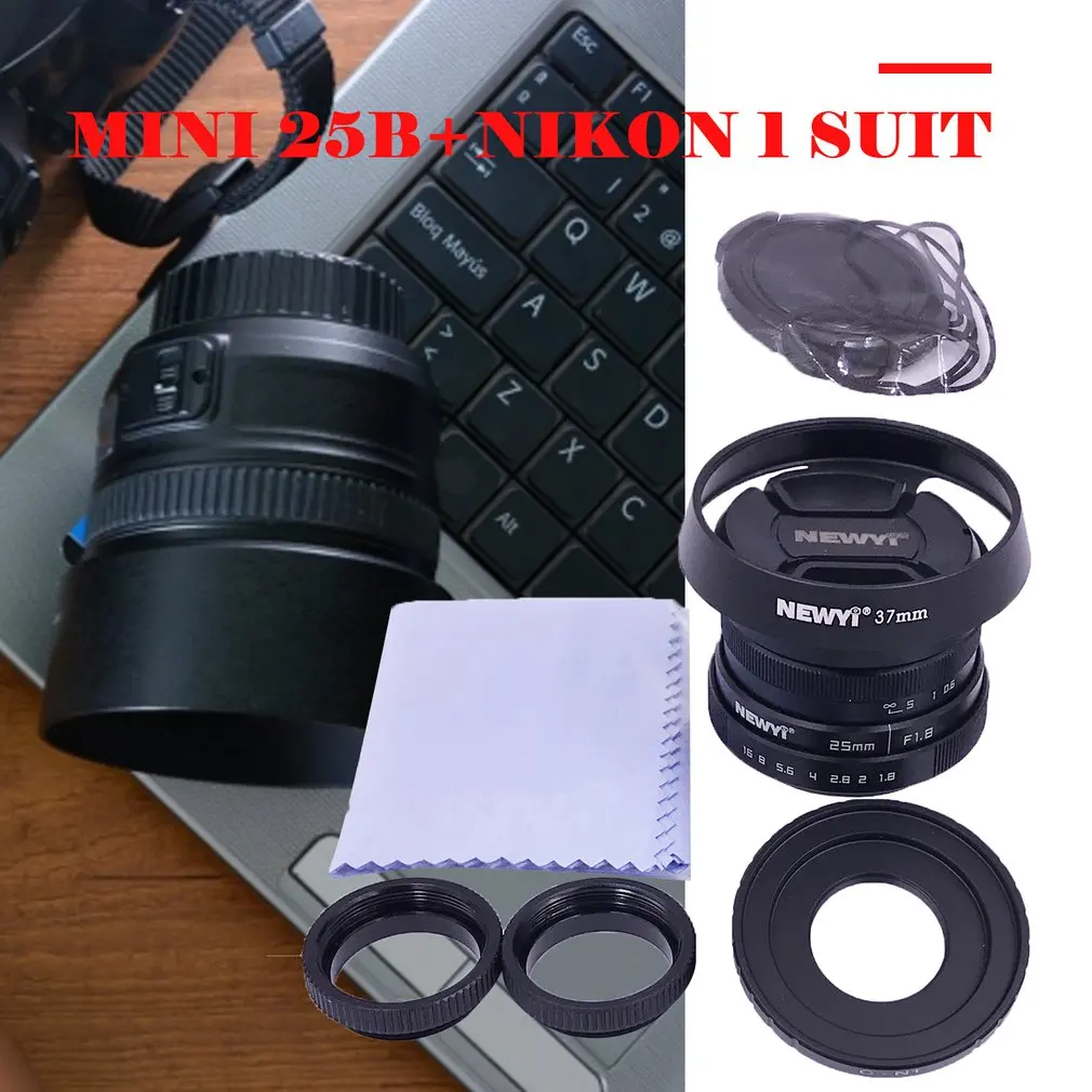 Мини 25 B+ для Nikon 1 ручная фокусировка CCTV кинообъектив для Canon для Nikon для sony E крепление для беззеркальной камеры Fuji