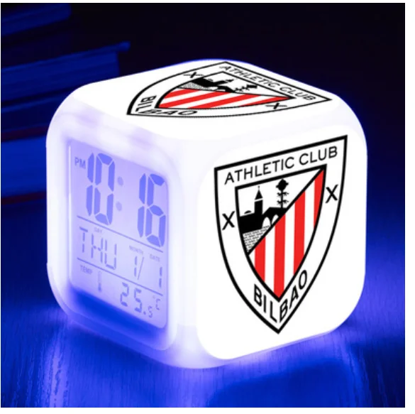 

La Liga Football/soccer LED Alarm Clock Spain Football Team Clocks reloj despertador Digital Watch 7 color Flash reveil Toys