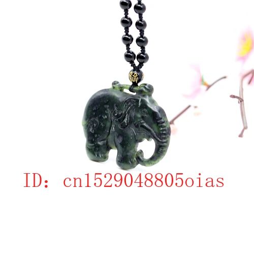 Натуральный черный зеленый нефрит обсидиан слон Кулон Бусы Изящные Ювелирные