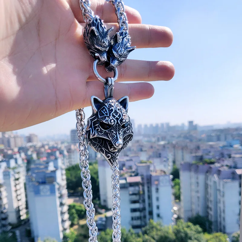 Байер 316L нержавеющая сталь Для мужчин Волчья Голова норвежский викинг амулет