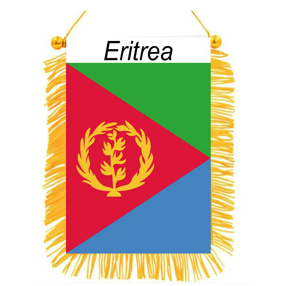 zwjflagshow 8*10cm 10*15cm ERITREA Double Sided Mini Black-out Hanging Flags High Quality Printed Flag Home Decor Banner