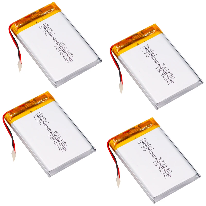 1/2/4pcs 3.7V 1500mAh 523450 Polymer Lithium Rechargeable Battery Li-ion for Smart Phone DVD MP3 MP4 Led Lamp | Электроника