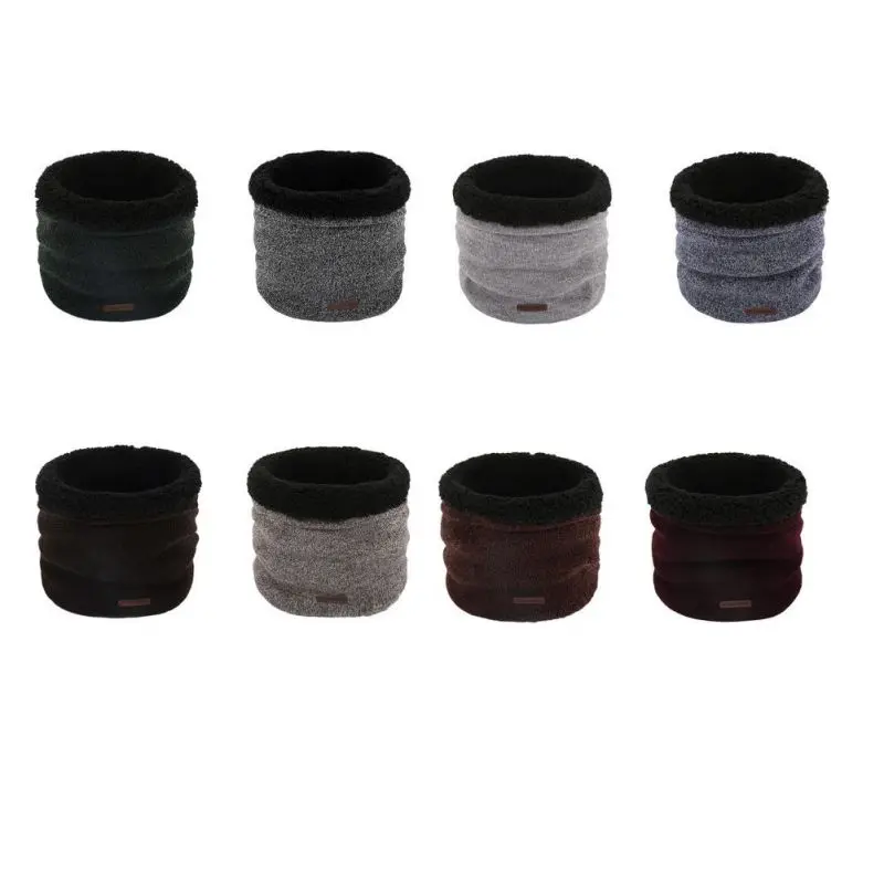 Мужской вязаный шарф ветрозащитный зимний шейный утеплитель плюс бархатный