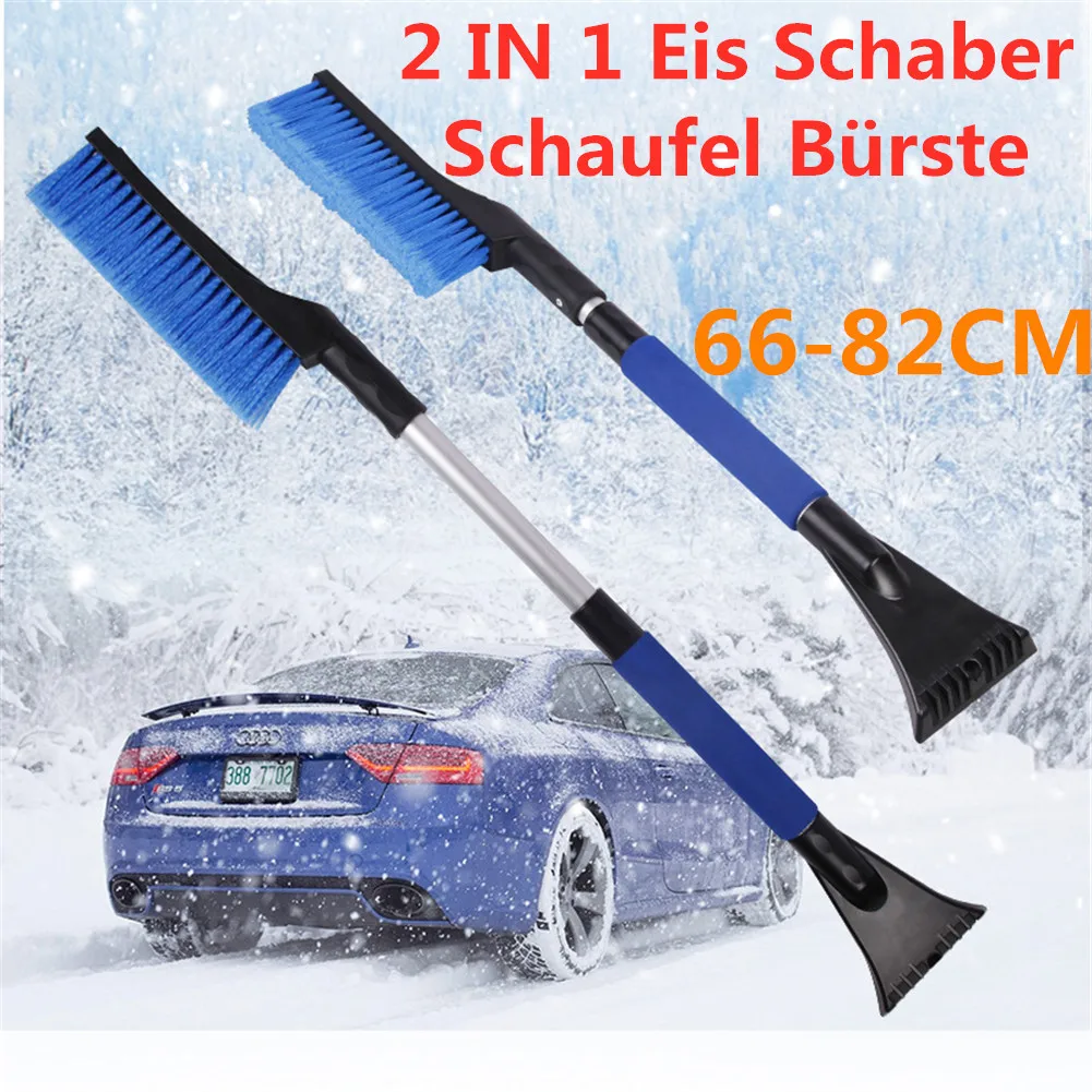 Выдвижная щетка для снега 2 в 1 лопатка размораживания Удлиняемая со скребком