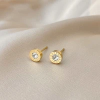 minimalist classic roman digital titanium steel gold stud earrings for woman korean fashion jewelry party girl%e2%80%98s simple earrings