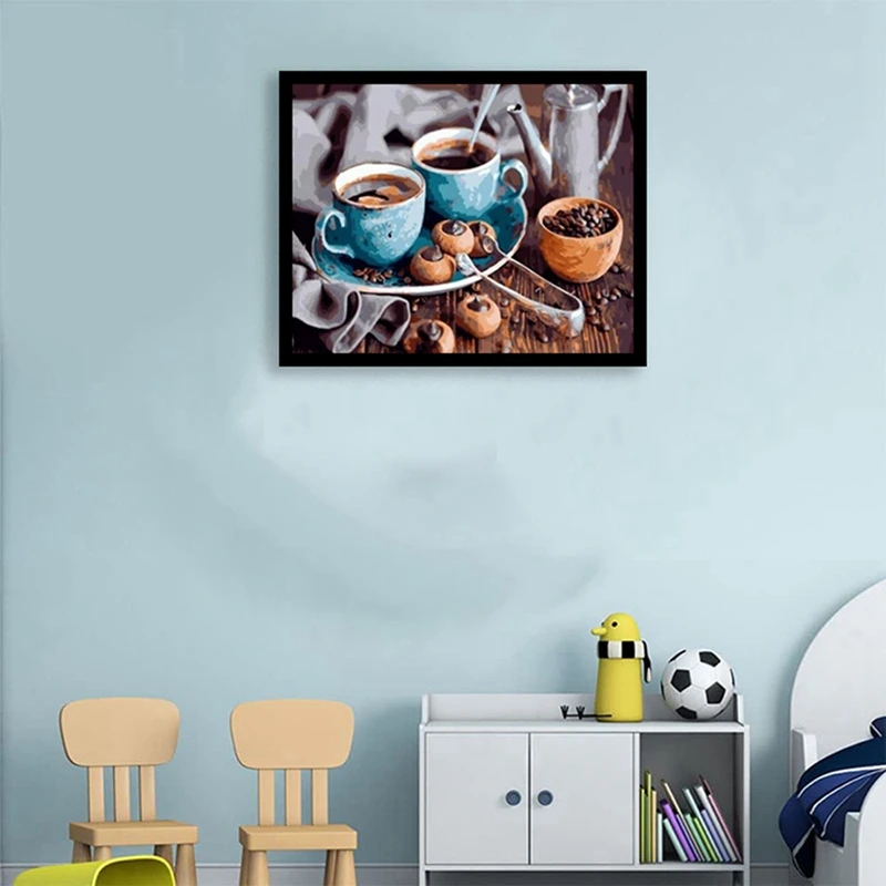 

Painting By Numbers Landscape Coffee Cup Acrylic Paint with Retro Women's Handbags Handbags Shoulder Bags