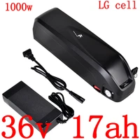 free customs tax 36v ebike battery 36v 17ah electric bike battery 36v 500w 1000w lithium battery use lg cell with 2a charger