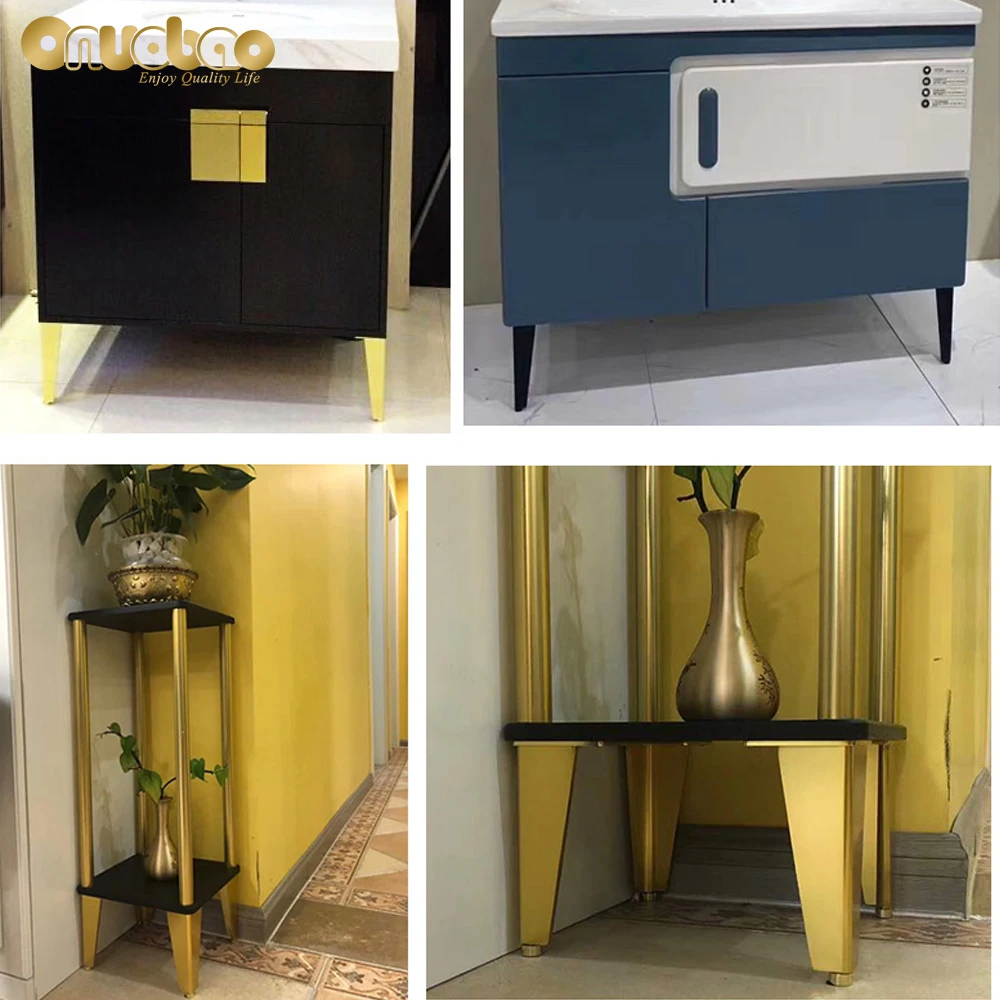 

Onuobao 4pcs Foot Furniture Legs Pied De Table Metal Feet For Washing Sofa Tv Cabinet Table Aluminum Alloy Golden