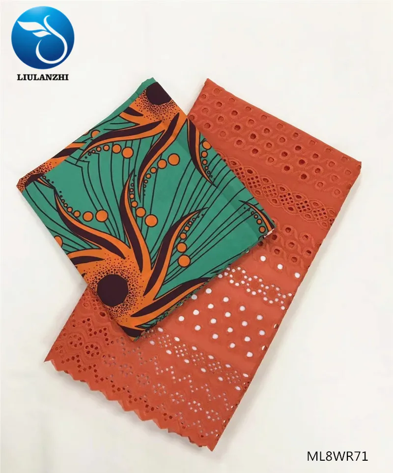 

LIULANZHI african wax lace fabrics New arrival real ankara wax with punch voile lace fabric 3+.2.5yards ML8WR66-ML8WR92