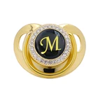 соски для детей пустышки для малышей 0 пустышка для младенца вещи для новорожденных 26 инициальных букв, соска, серебряные силиконовые соски, Детская Соска с соской Стразы, соска для младенцев, подарок, соска