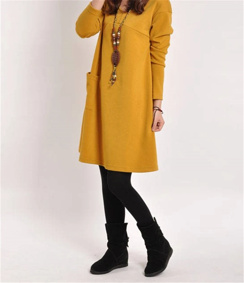 Платье женское однотонное в винтажном стиле модная Повседневная Свободная