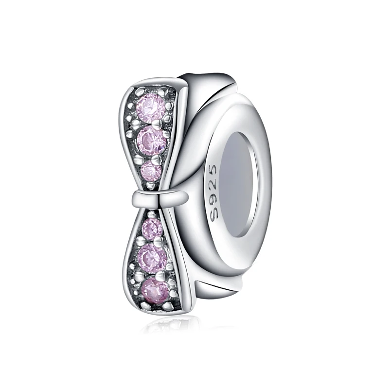 Fashion Bow Crystal CZ 925 Sterling Silver Charms Stopper Beads Fit Original Pandora Charm Bracelets bangles Jewelry making | Украшения и