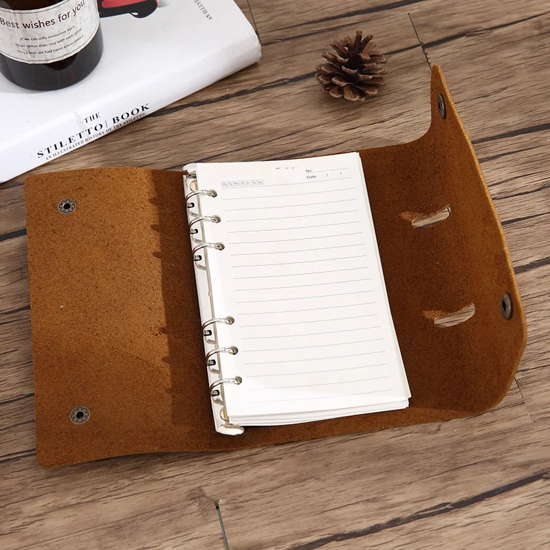 

Vintage Leather Notebook Leather Loose-leaf Office Meeting Notebook Work Hand Account Diary Students Notebooks