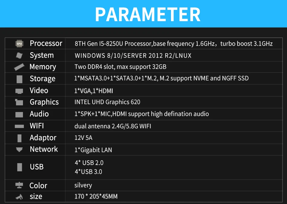 MSECORE i5 8250 NVME DDR4 игровой Мини ПК Windows 10 Настольный компьютер неттоп безвентиляторный ПК linux barebone intel HTPC UHD620 HD WiFi