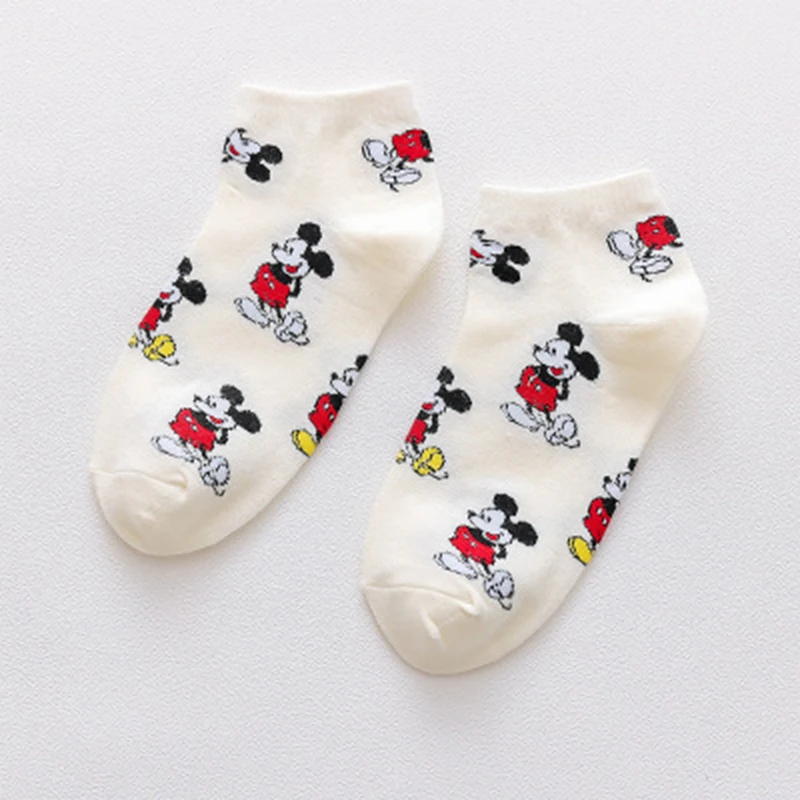 Disney Minnie Mickey Cartoon socks women Cotton Socks Women Pink Cute Cat Ankle Socks Short Socks Casual Gril Socks EUR 35-42 - Цвет: Бежевый