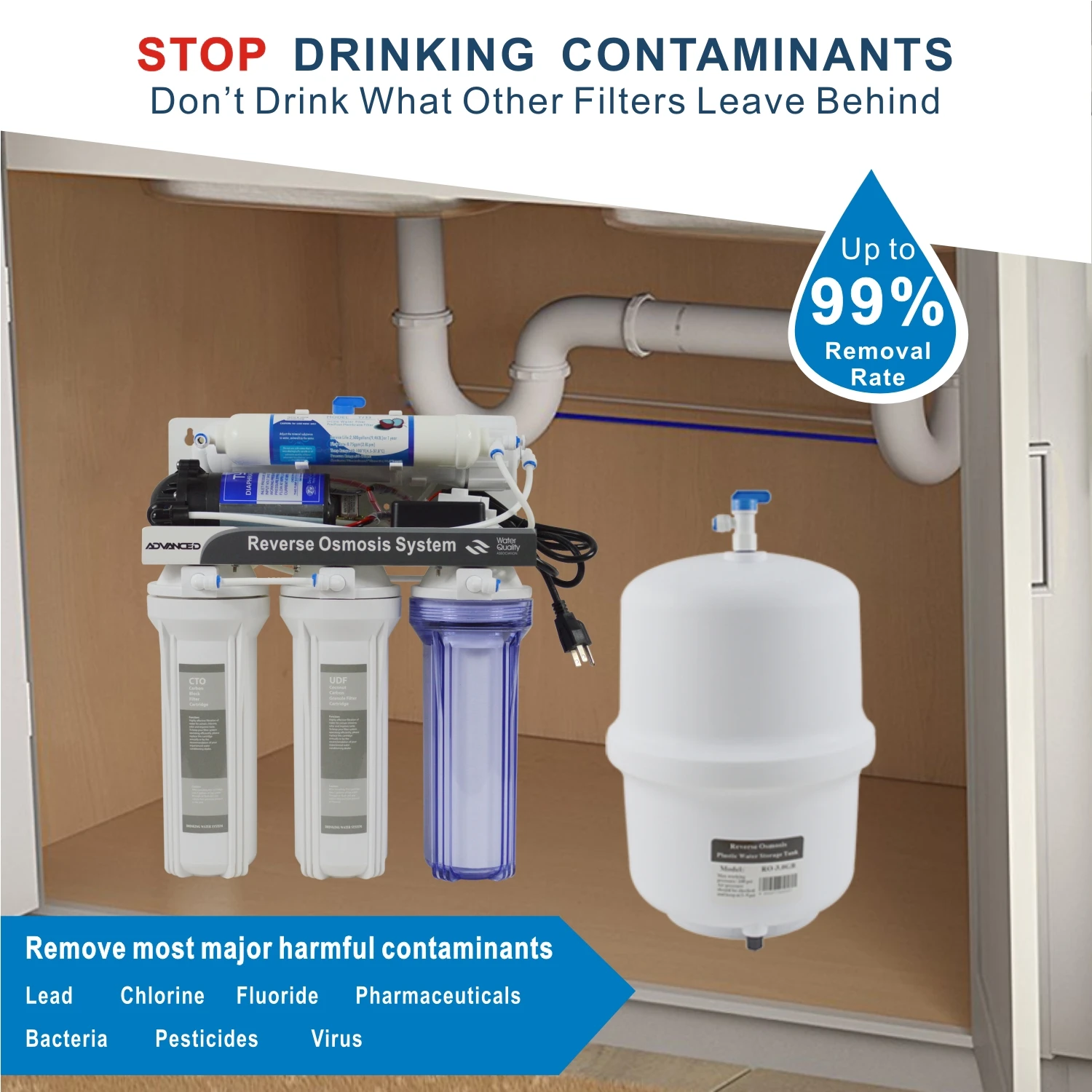 5 ступенчатая Бытовая RO система 50GPD фильтрация обратным осмосом питьевой