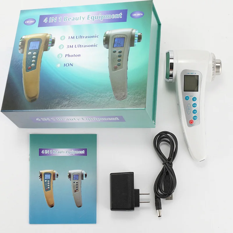 With Gift Box 7 LED Photon Ultrasound Galvanic Ion Skin Pores Cleaning Massager Skin Lift Rejuvenation Anti-wrinkle Facial Care Beauty Devices - Цвет: With Gift Box