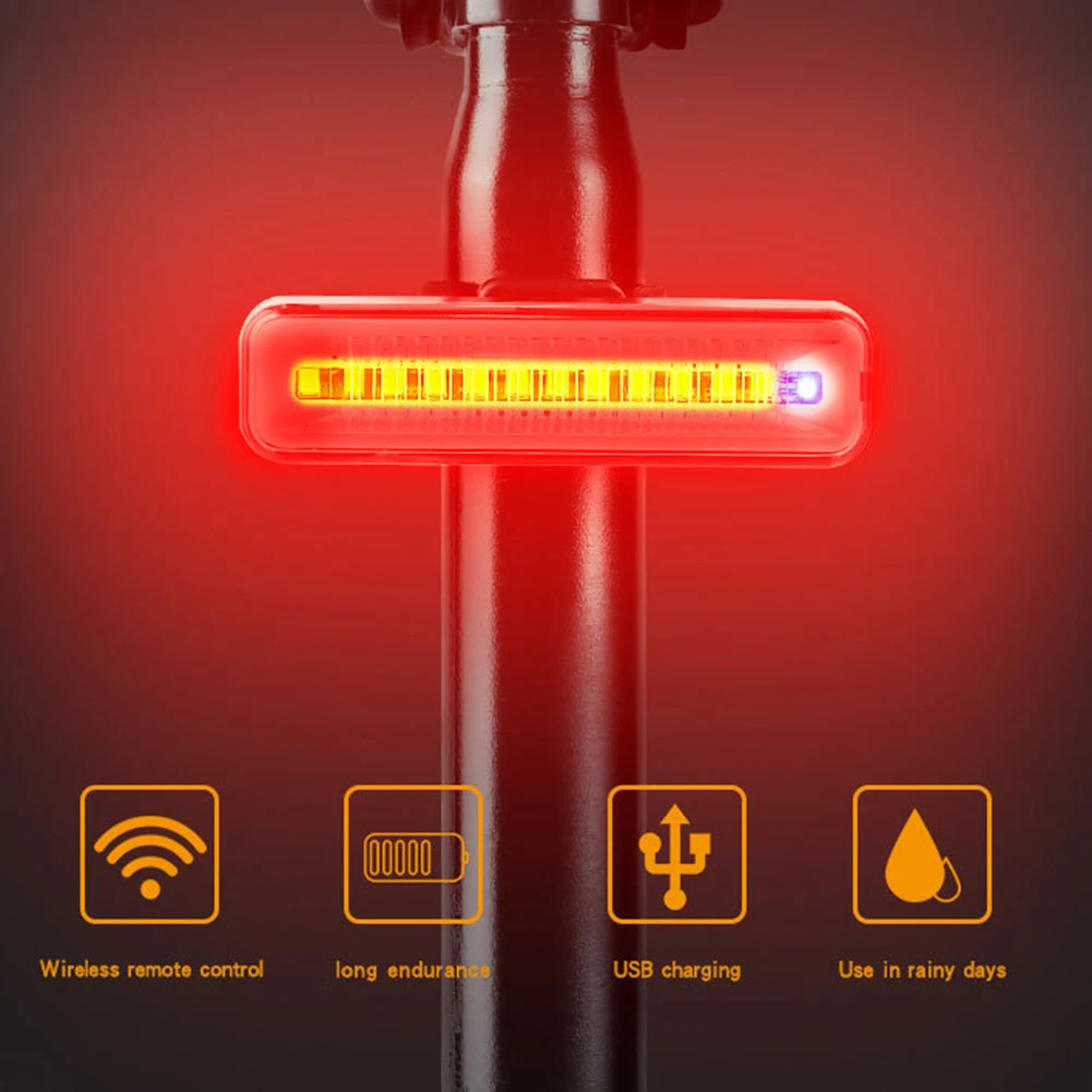 

Bicycle Rear Light USB Rechargeable Cycling LED Waterproof Tail Lamp Wireless Remote Controller MTB Bicycle Accessories