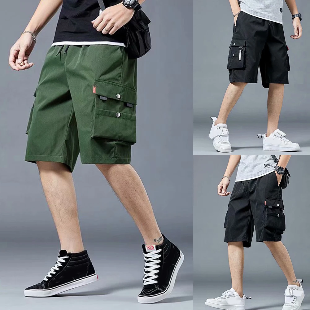 

Men's cargo shorts multi-pocket cargo pants with rope sports five-point pants beach pants Overalls Shorts Summer casual shorts