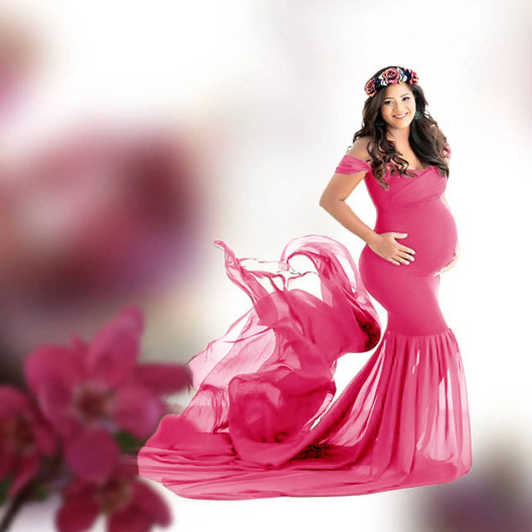 

Pregnant Women Fluttering Tail Fluttering Sleeves One Piece Long Skirt Photography One Piece Skirt