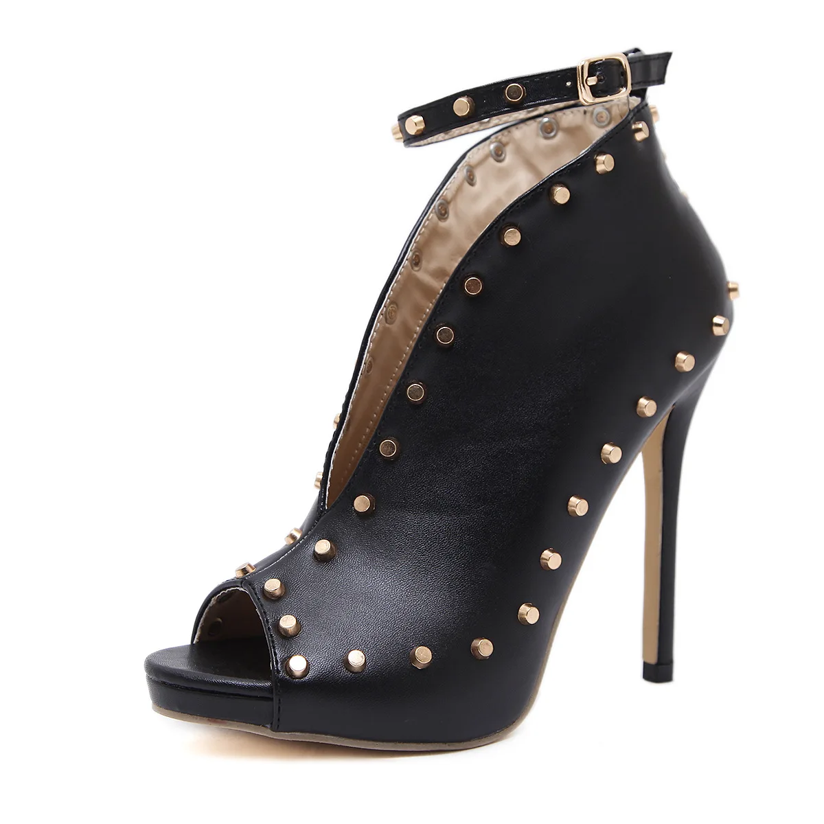 

New fashion street rivet high heel fish mouth cool boots sexy women's boots