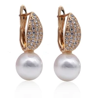 new fashion imitation pearl drop earrings inlaid zircon elegant ladies wedding earrings bridal jewelry