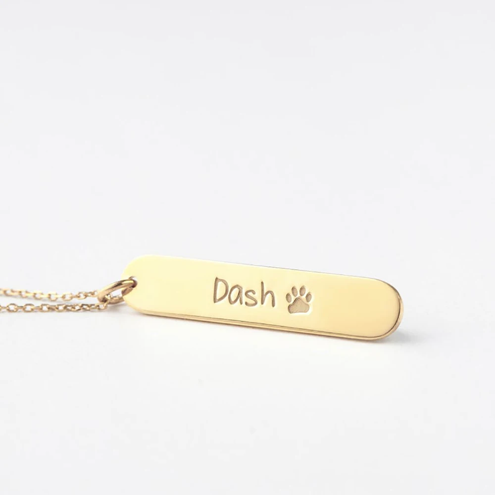 FYW Dog Footprint Custom Name Bar Necklace Stainless Steel Personalized Women Necklaces Choker Customized Your Jewelry Gift | Украшения и