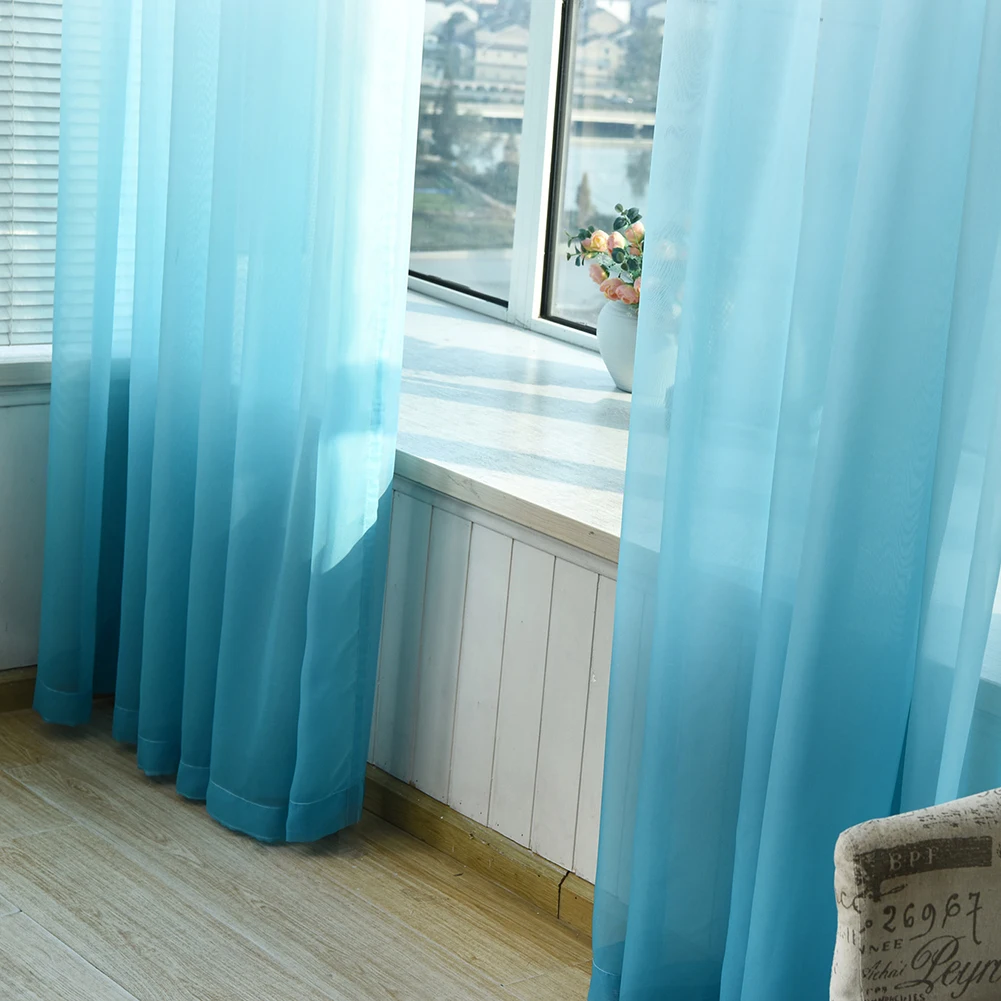 Цвет градиент окно марли Красота остекленной двери занавески 5 цветов вышивка